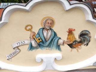 Fassadenbemalung am Pfarrhof Tegernbach / Ruldelzhausen